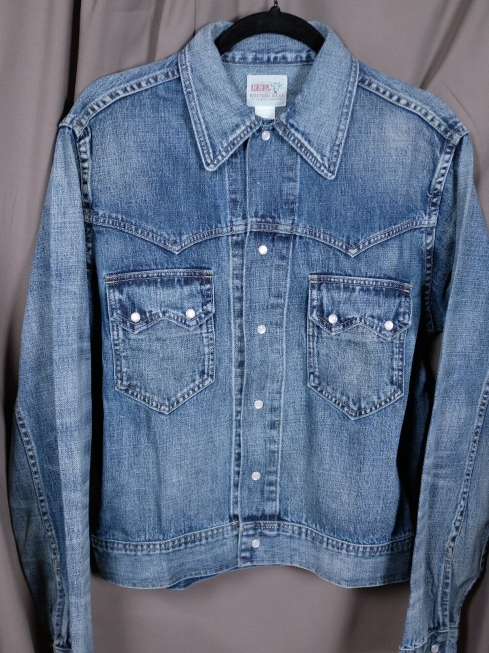 Double RL RRL Western Sawtooth Denim Trucker Jacket Large
